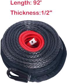 img 3 attached to 🏆 YaeKoo Black 92ft x 1/2 inch Synthetic Winch Rope Line Cable with Protective Sleeve, RED Hook, and 10 inch RED Hawse Fairlead Kit - Compatible with Jeep ATV UTV SUV Truck Replacement