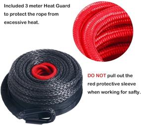 img 2 attached to 🏆 YaeKoo Black 92ft x 1/2 inch Synthetic Winch Rope Line Cable with Protective Sleeve, RED Hook, and 10 inch RED Hawse Fairlead Kit - Compatible with Jeep ATV UTV SUV Truck Replacement