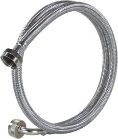 img 1 attached to Premium Braided Stainless Steel Washing Machine Hose with 90 Degree Elbow, 6 Feet, Hot or Cold Water Supply Line, PVC Core - Silver/Pewter Finish - Certified Appliance Accessories WM72SSL