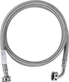 img 4 attached to Premium Braided Stainless Steel Washing Machine Hose with 90 Degree Elbow, 6 Feet, Hot or Cold Water Supply Line, PVC Core - Silver/Pewter Finish - Certified Appliance Accessories WM72SSL