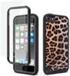 golink shockproof hybrid full body protective case with hd screen protector compatible with ipod touch 5th ipod touch 6 ipod touch 7-leopard logo