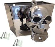 wall mounted skull bottle opener with stainless steel cap catcher - perfect home bartender and restaurant decor with screws logo