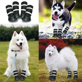 img 3 attached to 🐾 Hellopet Dog Boots: Waterproof Shoes for Medium Large Dogs with Nonslip Rubber Sole - All Season, Water Resistant