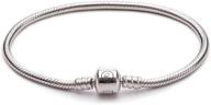 🐍 925 sterling silver snake chain bracelet by athenaie - ideal for european charm beads logo