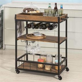 img 4 attached to 🍻 Haotian FKW56-N Bar Serving Cart: Myra Rustic Mobile Kitchen Trolley in Industrial Vintage Style, Brown Wood Metal