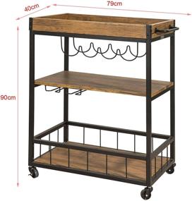 img 1 attached to 🍻 Haotian FKW56-N Bar Serving Cart: Myra Rustic Mobile Kitchen Trolley in Industrial Vintage Style, Brown Wood Metal
