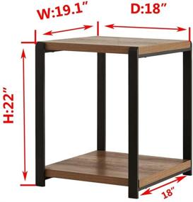 img 2 attached to Rustic Oak Wood and Metal Industrial End Table with 🪑 Storage Shelf for Living Room - FOLUBAN Square Side Table Nightstand