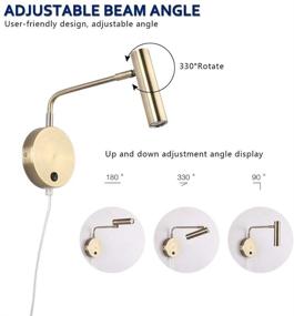 img 2 attached to 🔦 1 Pack of Joossnwell Bronze Metal Industrial Wall Spotlight – Plug-in Wall Lamps with On/Off Switch for Ambient Bedside Lighting Fixtures in Warm White 3000K