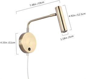 img 3 attached to 🔦 1 Pack of Joossnwell Bronze Metal Industrial Wall Spotlight – Plug-in Wall Lamps with On/Off Switch for Ambient Bedside Lighting Fixtures in Warm White 3000K