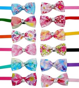 img 4 attached to 🐾 JpGdn 12pcs Pet Bowties: Stylish Glittery Rhinestone Bow Ties for Small Medium Dogs, Cats & Pets - Grooming Accessories