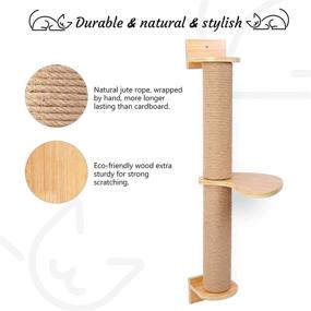 img 3 attached to Premium Wall-Mounted Cat Activity Tree with Scratching Posts - Durable Solid Wood Steps - Space-Saving Cage-Mounted Cat Jute Scratcher Hammock - Ideal for Indoor Cat Exercise and Entertainment