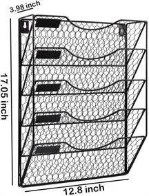 img 3 attached to 📚 COSYAWN 5 уровневый органайзер для стены - подвесной органайзер для почты и металлическая стенная полка для журналов с курицей из проволоки в черном цвете