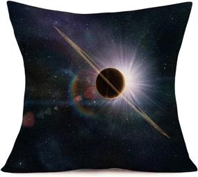 img 3 attached to 🌌 Xihomeli Set of 4 Throw Pillow Covers - Enchanting Nebula Planet, Universe Outer Space, Galaxy Star Art Decor - Cotton Linen Square Pillowcase for Bedroom, Office - 18" x 18" (4 Pack Universe)