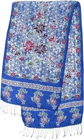 img 3 attached to Exquisite NOVICA 100% Silk Batik Shawl Scarf - Blue and Red Floral Print - Sapphire Mums' Design