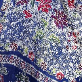 img 1 attached to Exquisite NOVICA 100% Silk Batik Shawl Scarf - Blue and Red Floral Print - Sapphire Mums' Design