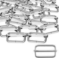 50-pack 1 inch metal tri-glide slides silvery slide buckle rectangle - adjustable webbing slider for fasteners, straps, backpack diy accessories - tatuo logo