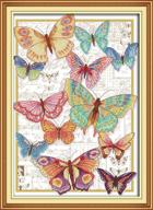 🦋 maydear cross stitch kits - stamped full range of embroidery starter kits for beginners diy 11 count 3-strand - butterflies 16×22 (inch) logo