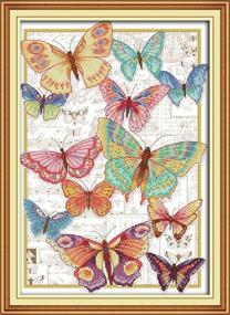 img 4 attached to 🦋 Maydear Cross Stitch Kits - Stamped Full Range of Embroidery Starter Kits for Beginners DIY 11 Count 3-Strand - Butterflies 16×22 (Inch)