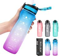 srise 32 oz time marker water bottles - motivational bpa-free straw bottle for gym, running & outdoor sports - leak-proof & reusable logo