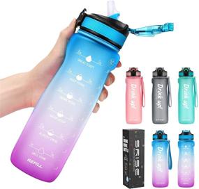 img 4 attached to SRISE 32 oz Time Marker Water Bottles - Motivational BPA-free Straw Bottle for Gym, Running & Outdoor Sports - Leak-proof & Reusable