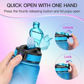 img 2 attached to SRISE 32 oz Time Marker Water Bottles - Motivational BPA-free Straw Bottle for Gym, Running & Outdoor Sports - Leak-proof & Reusable