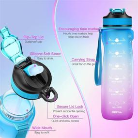 img 3 attached to SRISE 32 oz Time Marker Water Bottles - Motivational BPA-free Straw Bottle for Gym, Running & Outdoor Sports - Leak-proof & Reusable