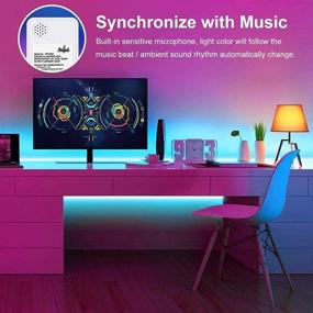 img 3 attached to 🎶 NOWES LED Strip Lights 50ft - Music Sync Color Changing RGB Light Strips with 450 LEDs - Dimmable Tape Lights Kit with Remote Control (44 Keys) - Ideal Indoor Rope Lights for Bedroom, Kitchen, Bar