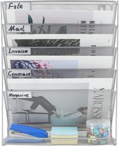 img 2 attached to PAG Hanging Wall File Holder Mail Sorter Magazine Rack Office Supplies Metal Mesh Desk Organizer, 6 Tier - Silver