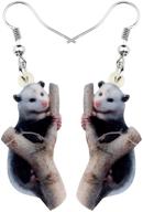 🦝 weveni acrylic possum earrings | opossum dangle drop novelty jewelry for women, girls, and ladies | dainty gift logo