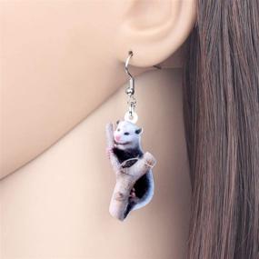 img 3 attached to 🦝 WEVENI Acrylic Possum Earrings | Opossum Dangle Drop Novelty Jewelry for Women, Girls, and Ladies | Dainty Gift