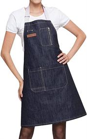 img 3 attached to 🔧 Versatile and Sturdy: Heavy Duty Tool Apron with Adjustable Straps, Denim Bib Apron for Bartenders, Artists, and Shop Workers, Features Multiple Pockets