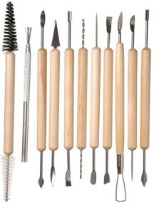 img 3 attached to Studio 71 Clay Tools Set - 11-Piece Metal Tipped Sculpting Tools with Wood Handles, Perfect for Achieving Decorative Effects and Cleaning Clay Surfaces