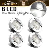 ⚓️ partsam 4 pack 3 inch round chrome marine led transom mount stern anchor navigation light ip67 waterproof, round boat marine lights with 6-2835-smd, 12v dc boat led stern lights логотип
