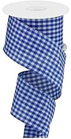 img 1 attached to 🎁 Gingham Check Wired Edge Ribbon 2.5 Inches x 10 Yards - Royal Blue & White - Perfect for Crafts, Gift Wrapping, and Decorations