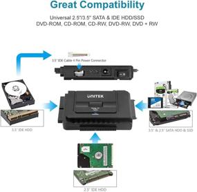 img 3 attached to 💻 Unitek USB 3.0 to IDE and SATA Converter: External Hard Drive Adapter Kit for Universal 2.5/3.5 HDD/SSD, One Touch Backup & Restore, 12V/2A Power Adapter Included