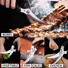 img 1 attached to 🔪 KOOKTOOL Kitchen Scissors - Heavy Duty Cooking Shears, Dishwasher Safe Meat Scissors, Poultry & Vegetable Cuts, Fish, Chicken & Bone