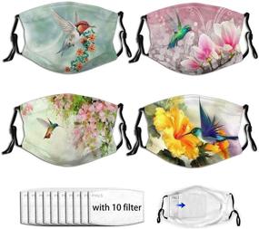 img 4 attached to 🦜 Protective Hummingbird Face Mask: Unisex Anti Dust Reusable Butterfly Mask (4Pack + 10 Filters)