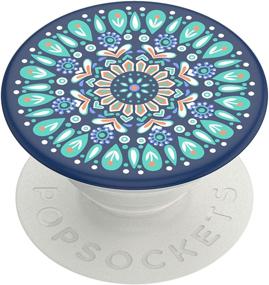 img 4 attached to 🦋 Улучшите свой опыт использования телефона с PopSockets PopGrip: Складная держатель для телефона и подставка с дизайном бабочки мандала в оттенках бирюзового!