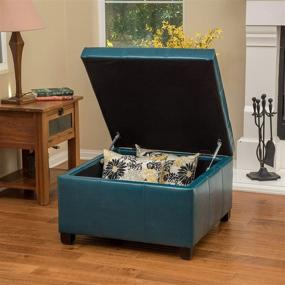 img 1 attached to 🪑 Stylish Teal PU Storage Ottoman by Christopher Knight Home - Richmond KD Ottoman Design