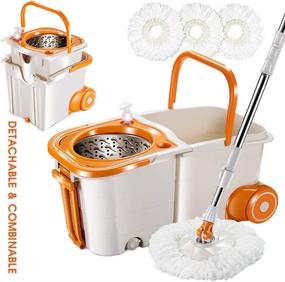 img 4 attached to 🧹 360 Spin Mop and Bucket Set - Floor Cleaning Mops and Bucket System with Wringer, Wheels, 3 Mop Pads, and Retractable Handle - Includes Replacements - Optimal SEO