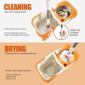 img 2 attached to 🧹 360 Spin Mop and Bucket Set - Floor Cleaning Mops and Bucket System with Wringer, Wheels, 3 Mop Pads, and Retractable Handle - Includes Replacements - Optimal SEO