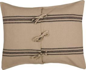 img 1 attached to 🖤 Piper Classics Mill House Stripe Black Pillow Sham - Standard Size (21"x 27"), Farmhouse Primitive Grain Sack Stripe Woven Bedding in Beige & Black