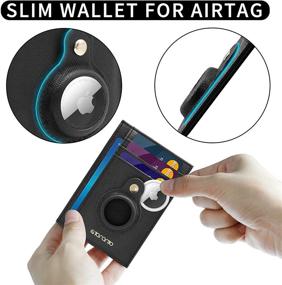 img 2 attached to 👜 Бумажник Airtag Slim Minimalist с интегрированным держателем Air Tag, передний карманный бумажник с кейсом для Airtag, аксессуары для Airtag (черный)