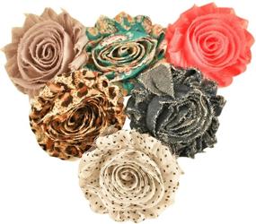 img 2 attached to 🌸 50-Pack Assorted Colors and Prints Chiffon Fabric Flowers for Crafts - Bulk Fabric Flower Set