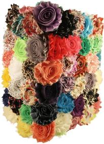 img 1 attached to 🌸 50-Pack Assorted Colors and Prints Chiffon Fabric Flowers for Crafts - Bulk Fabric Flower Set