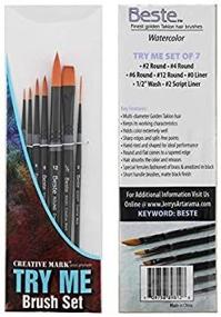 img 2 attached to Get Creative with the Beste Watercolor Paint Brush Set - 7 Piece Try Me Pack with Assorted Sizes from Creative Mark Artist Brushes