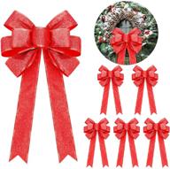 🎀 6-pack sparkly christmas ribbon bows for festive decorations – ideal for wreaths and home decor (8 inch) logo
