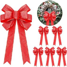 img 4 attached to 🎀 6-Pack Sparkly Christmas Ribbon Bows for Festive Decorations – Ideal for Wreaths and Home Decor (8 Inch)