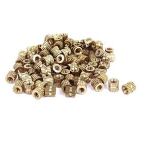 img 1 attached to Pack of 100pcs uxcell M3x5mm(L)-5.4mm(OD) Metric Threaded Brass Knurl Round Insert Nuts for Enhanced SEO