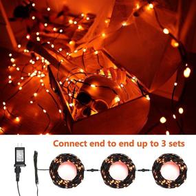 img 2 attached to 🎃 BrizLabs 104.98ft 300 LED Orange Halloween Lights - Plug-in Twinkle Lights with 8 Modes & Timer, Connectable Outdoor Tree Lights for Home Party Decor, Black Wire